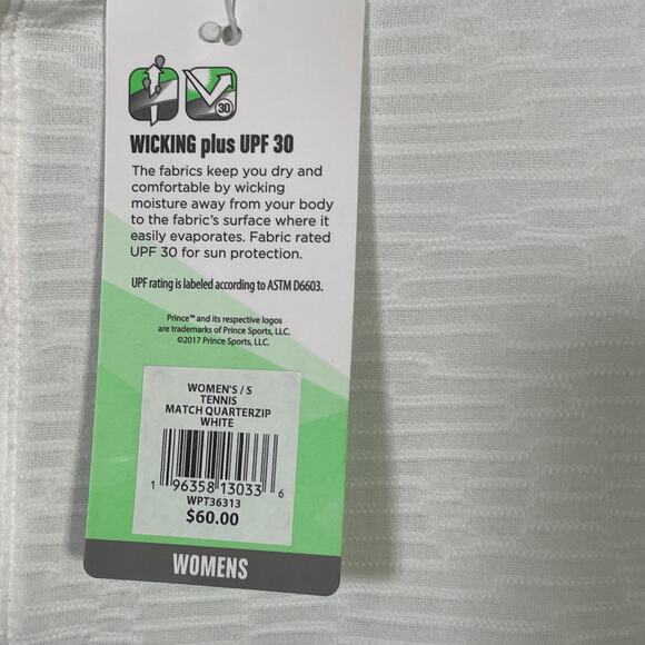 Prince Women's Match 1/4 Zip textured Tennis Top White small - Picture 2 of 8